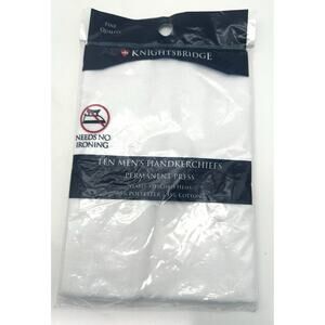 Vtg KnightsBridge 10 PACK Men's Handkerchiefs White Cotton/Poly Kmart SEALED!